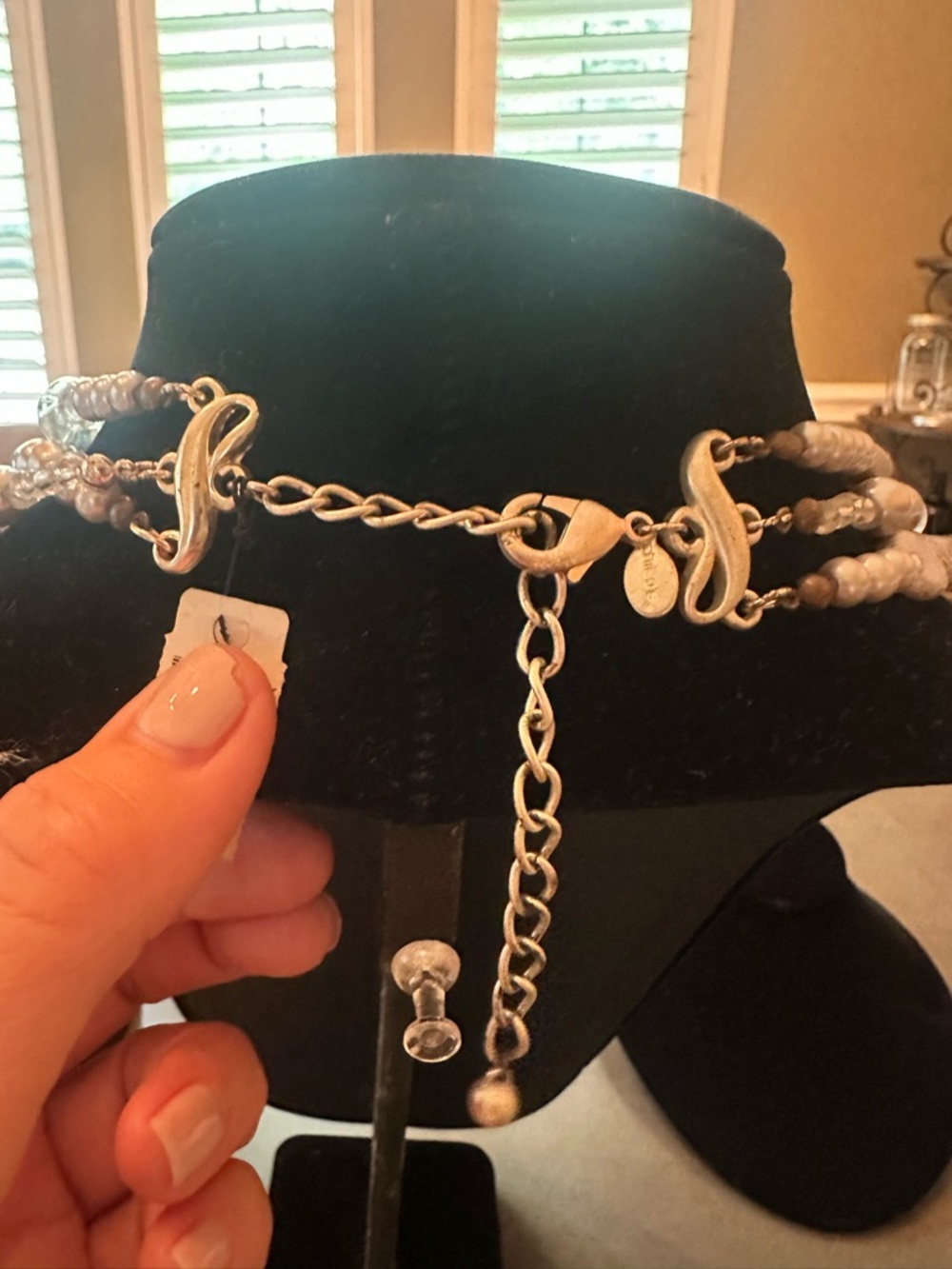 NWT Chico’s Multi Strand Pearl Lucite Statement Necklace Layered Bold - Picture 3 of 5